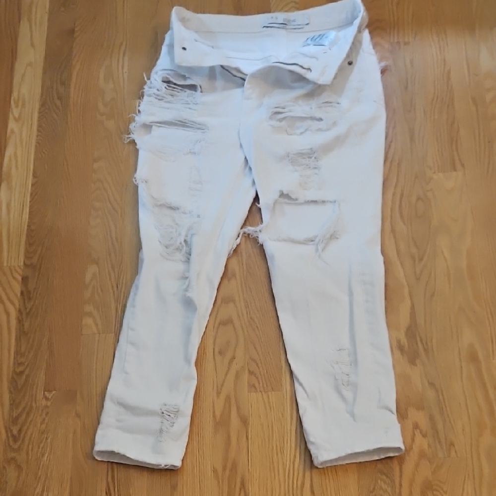 IRO Light Gray Distressed Ankle Jeans
